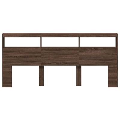 Hoofdbordkast met LED-verlichting 220x17x102 cm bruin eiken