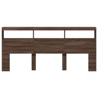 Hoofdbordkast met LED-verlichting 220x17x102 cm bruin eiken - thumbnail