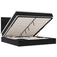 Ottoman bed met matrassen 180x200cm fluweel zwart - thumbnail