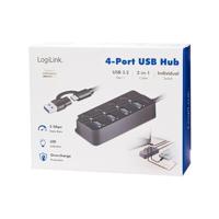 LogiLink UA0419 UA0419 USB-hub 4 poorten USB-A USB 3.2 Gen1 5 GBit/s Met USB-C stekker Zwart - thumbnail