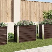 VidaXL Plantenbak verhoogd 100x40x77 cm gegalvaniseerd staal bruin - thumbnail