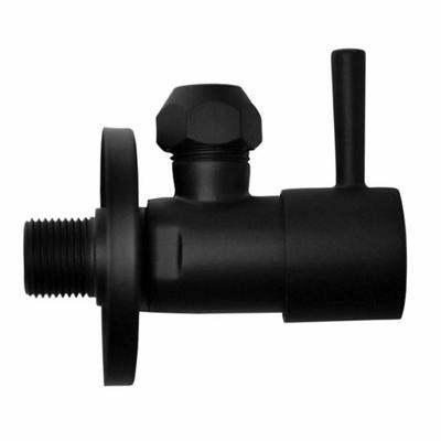 AQS Hoekstopkraan Mika Minimaal 3/8"x10 Inclusief Rozet Mat Zwart Boss & Wessing