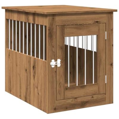 VidaXL Hondenbench 55x75x65 cm bewerkt hout artisanaal eikenkleurig VidaXL Hondenbench 55x75x65 cm bewerkt hout artisanaal eikenkleurig