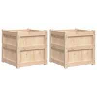 Plantenbakken 2 st cm massief grenenhout - thumbnail