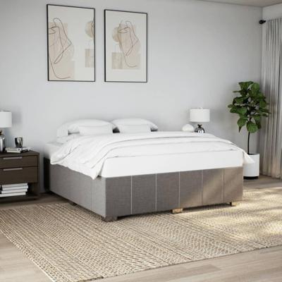 Bedframe zonder matras stof taupe 200x200 cm Bedframe zonder matras stof taupe 200x200 cm