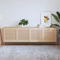 VidaXL Kastdeuren met lamellen 4 st 61,5x59,4 cm massief grenenhout - thumbnail