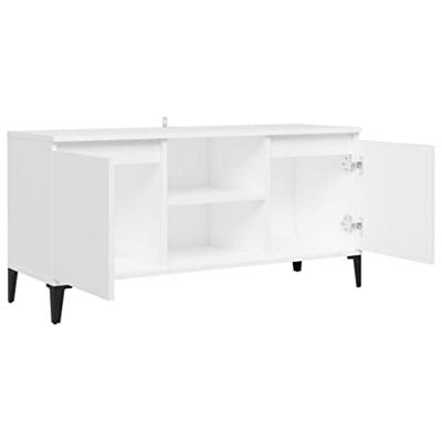 Tv-meubel met metalen poten 103,5x35x50 cm wit