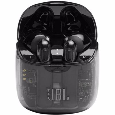 JBL Tune 225 TWS ; Draadloze bluetooth oortjes met een batterijduur van tot 25 uur, inclusief oplaadhoes, voel de muziek met JBL Pure Bass-geluid, in doorzichtig zwart