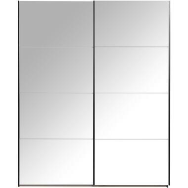 Schuifdeurkast Bergamo met spiegeldeuren - antraciet - 221x178,5x66,6 cm - Leen Bakker
