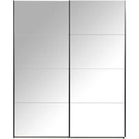 Schuifdeurkast Bergamo met spiegeldeuren - antraciet - 221x178,5x66,6 cm - Leen Bakker - thumbnail