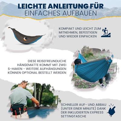 Ticket to the Moon King Size Hangmat - Aqua / Dark Grey