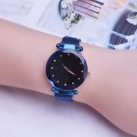 Luxe mesh dames klok magneet gesp sterrenhemel Diamond geometrische quartz horloge vrouwen horloges (blauw) - thumbnail