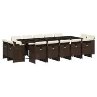 15-delige Tuinset met kussens poly rattan bruin - thumbnail