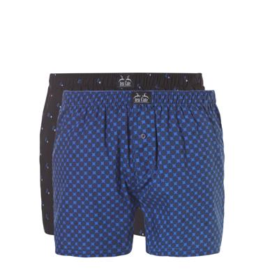 Ten Cate Woven Boxershorts 2-Pack Blue Dots/Black Square-S