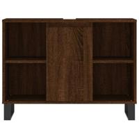 Badkamerkast 80x33x60 cm bewerkt hout bruineikenkleurig - thumbnail