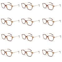 Spectrum 12 stuks leesbril havana/ goud assorti klassiek rond - thumbnail
