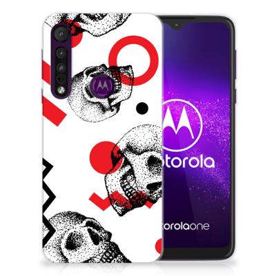 Silicone Back Case Motorola One Macro Skull Red Silicone Back Case Motorola One Macro Skull Red