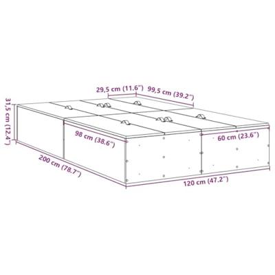Bedframe met opslag Betongrijs 200 x 120 x 31.5 cm Bewerkt hout