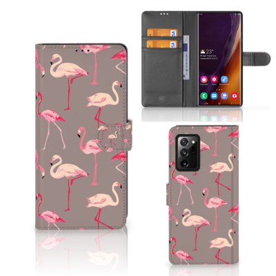 Samsung Galaxy Note20 Ultra | Telefoonhoesje | Met pasjeshouder | Flamingo Samsung Galaxy Note20 Ultra | Telefoonhoesje | Met pasjeshouder | Flamingo