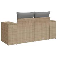 Tuinbank 2-zits met kussens poly rattan beige - thumbnail