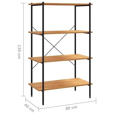VidaXL Opbergrek 4-laags 80x40x130 cm zwart en eikenkleurig