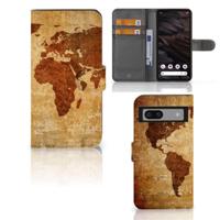 Google Pixel 7A | Flip Cover | Wereldkaart - thumbnail