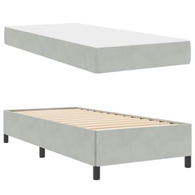 Bedframe Lichtgrijs, grijs en wit 90 x 190 cm Fluweel