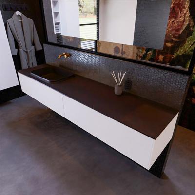 Badkamermeubelset Mondiaz Erin 200 cm met 2 Lades met RIDGE Wastafel Links Urban Zonder Kraangaten Greeploos Mat Carrara Badkamermeubelset Mondiaz Erin 200 cm met 2 Lades met RIDGE Wastafel Links Urban Zonder Kraangaten Greeploos Mat Carrara