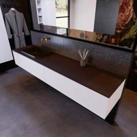 Badkamermeubelset Mondiaz Erin 200 cm met 2 Lades met RIDGE Wastafel Links Urban Zonder Kraangaten Greeploos Mat Carrara - thumbnail