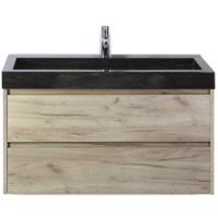 Dante Badmeubelset 100 cm - Craft Oak - Wastafel Hardsteen Wit Lucca - thumbnail
