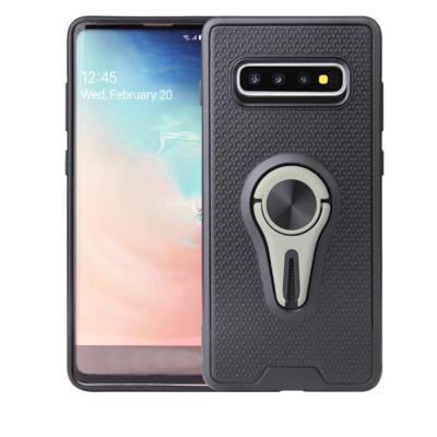 Non-slip Y-vormige TPU mobiele telefoon geval met roterende auto beugel voor Galaxy S10 plus (groen)