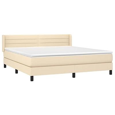 Boxspring met matras stof crèmekleurig 180x200 cm