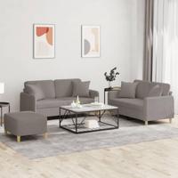 3-delige Loungeset met kussens stof taupe - thumbnail