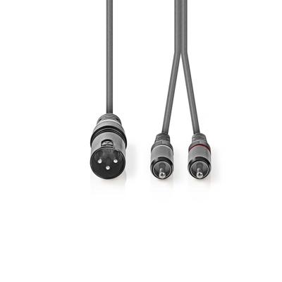 XLR-Audiokabel | XLR 3-pins male - 2x RCA male | 3,0 m | Grijs XLR-Audiokabel | XLR 3-pins male - 2x RCA male | 3,0 m | Grijs