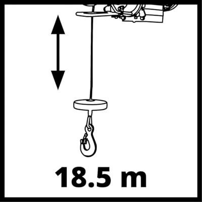 Einhell elektrische kabeltakel tc-eh 600 - 1050 w - 300 kg op 18 m - 600 kg op 9 m (met katrol) - noodstop - automatische rem - incl. katrol