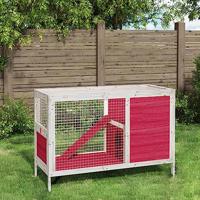 VidaXL Konijnenhok 103x44x69,5 cm massief grenenhout rood - thumbnail