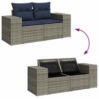 6-delige Loungeset met kussens poly rattan grijs - thumbnail