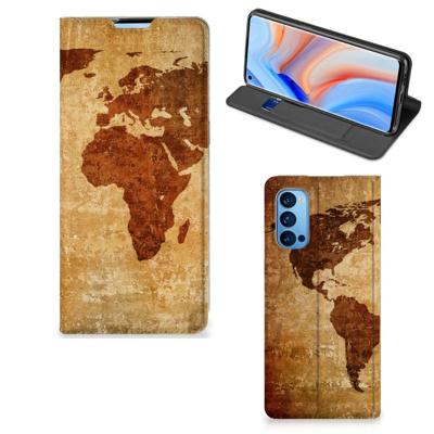 OPPO Reno4 Pro 5G | Book Cover | Wereldkaart OPPO Reno4 Pro 5G | Book Cover | Wereldkaart