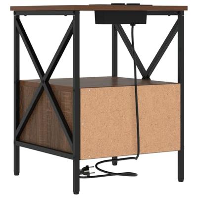 Nachtkastje bruin eikenkleur 41,5 x 40,5 x 55 cm Bewerkt hout