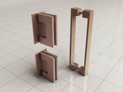 Wiesbaden Scharnierset + Hendel tbv Nisdeur Zonder Profiel Geborsteld Koper