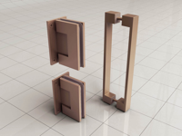 Wiesbaden Scharnierset + Hendel tbv Nisdeur Zonder Profiel Geborsteld Koper - thumbnail