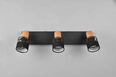 Trio 3-lichts opbouwspotNandini zwart met hout - 811700332