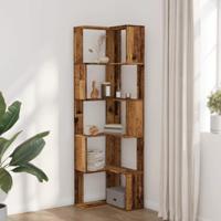 Boekenkast 5-laags hoek 50x50x179 cm bewerkt hout oud houtkleur - thumbnail