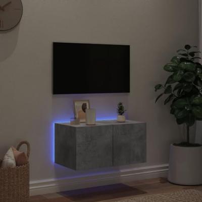 Tv-wandmeubel met LED-verlichting 60x35x31 cm betongrijs
