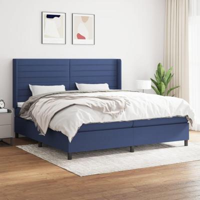 Boxspring met matras stof blauw 200x200 cm