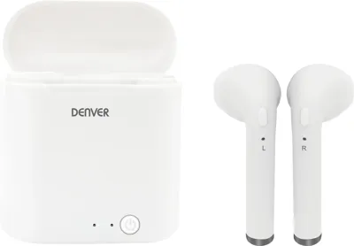 Denver TWQ-40 In Ear oordopjes Bluetooth Wit Oplaadbox Mobiele telefoon