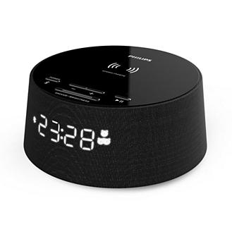 Philips Wecker PR702/12 Digitaler Wecker (Bluetooth, Kabelloses Qi-Ladegerät, Sleep Timer, Weckfunktion, USB-Ladeanschluss) Schwarz