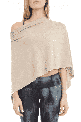 Yoga poncho kort 'Sukha' beige S/M - 110x38 cm - M