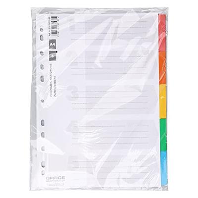 OFFICE products tabbladen, A4, karton, 11-gaatsperforatie, geassorteerde kleuren, 5 tabs