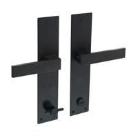 Deurkruk Amsterdam met schild 250x55x2mm WC116/8 zwart - thumbnail